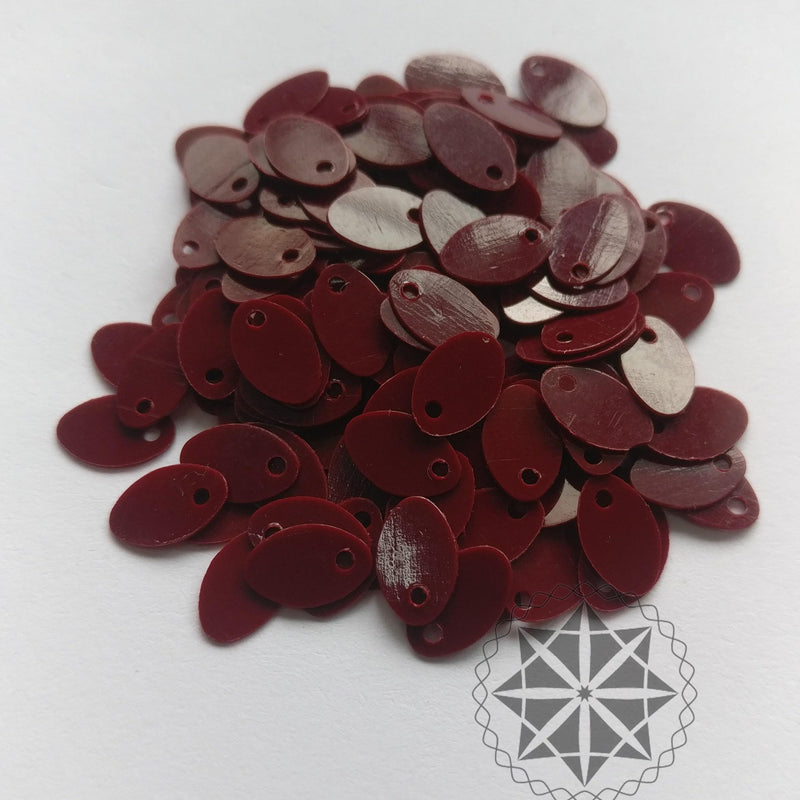 Oval Shape Sequins Maroon