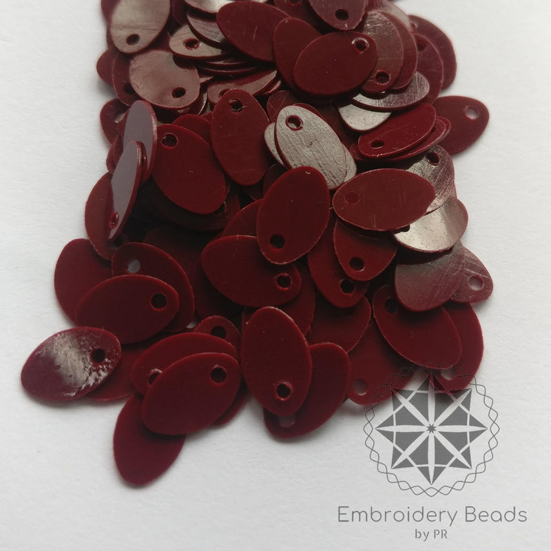 Oval Shape Sequins Maroon