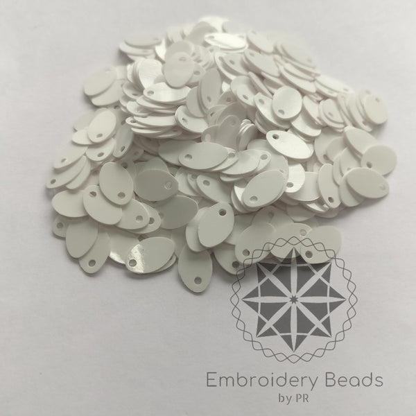 Oval Shape Sequins White