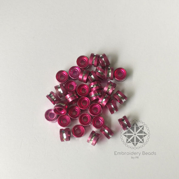 Ring Shape Cylindrical Beads Dark Pink