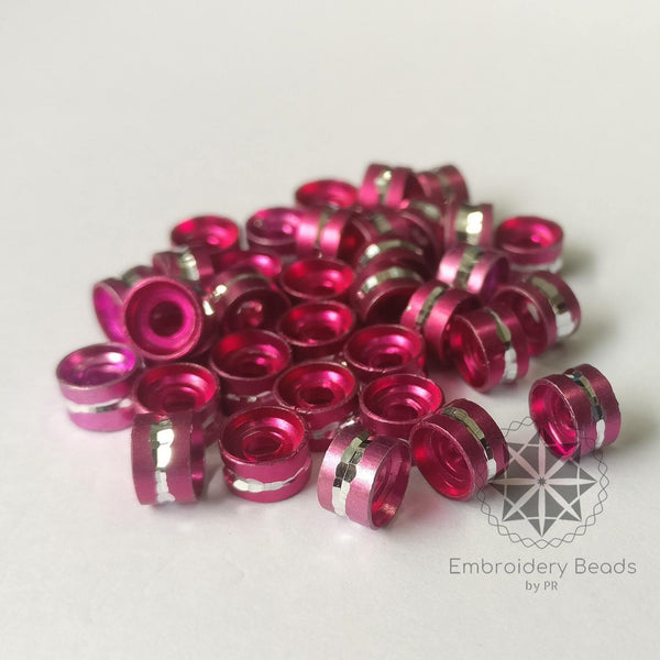 Ring Shape Cylindrical Beads Dark Pink