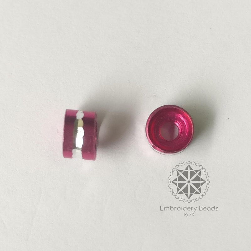 Ring Shape Cylindrical Beads Dark Pink