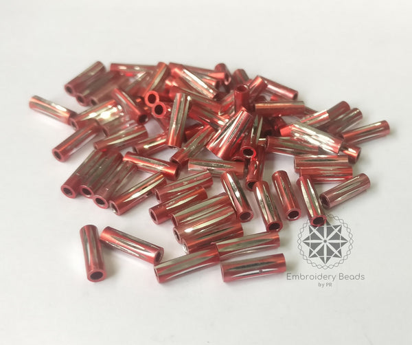 Bugle Beads Red 10mm
