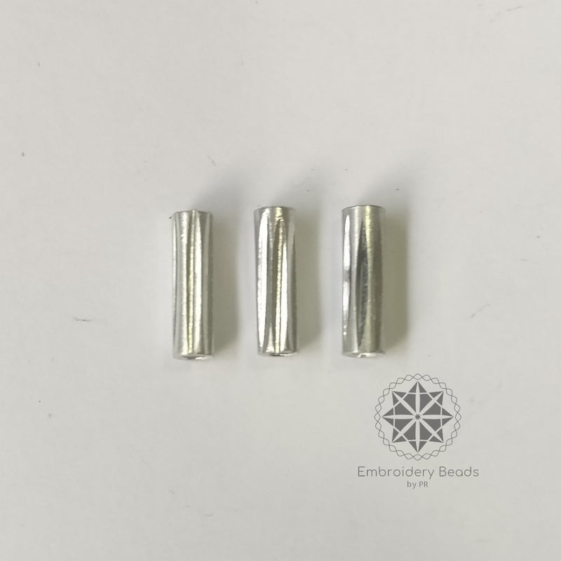 Cylinder Shape Bugle Beads Silver 10mm ( SN-214 C1 )