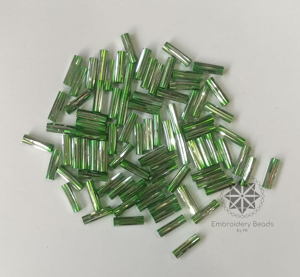 Bugle Beads Green  10mm