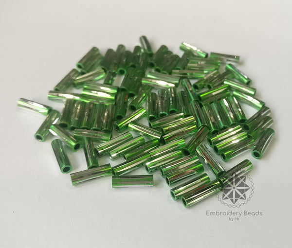 Bugle Beads Green  10mm