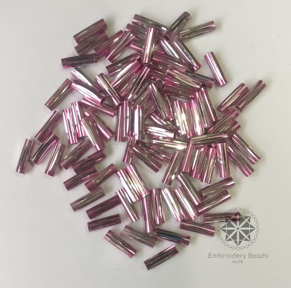 Bugle Beads Pink 10mm
