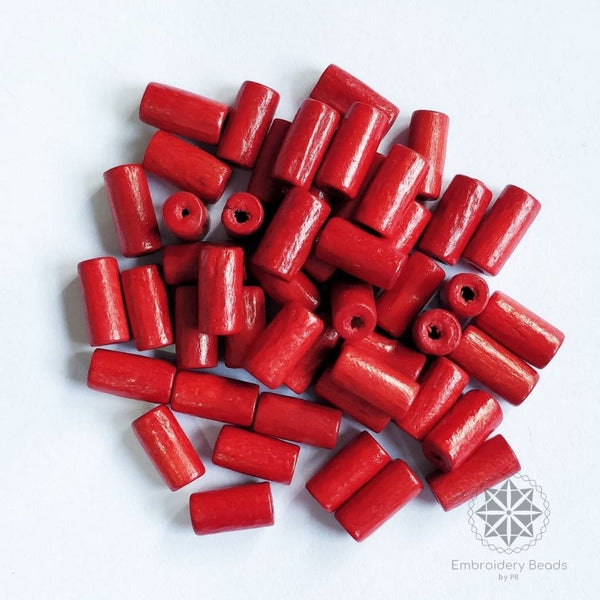 Cylindrical Beads Red 8mm