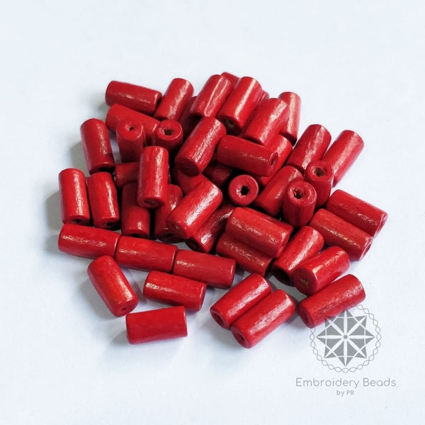 Cylindrical Beads Red 8mm