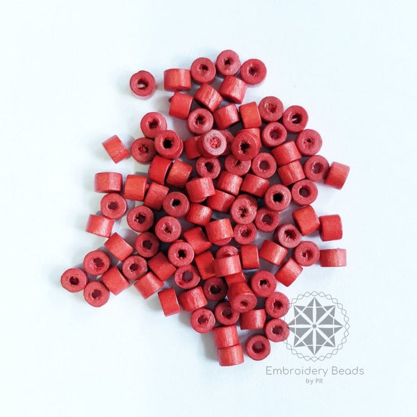 Cylindrical Beads Red 4mm