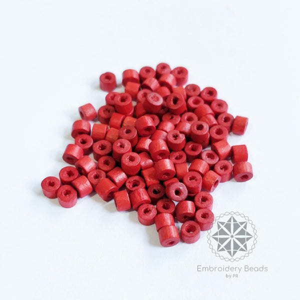 Cylindrical Beads Red 4mm