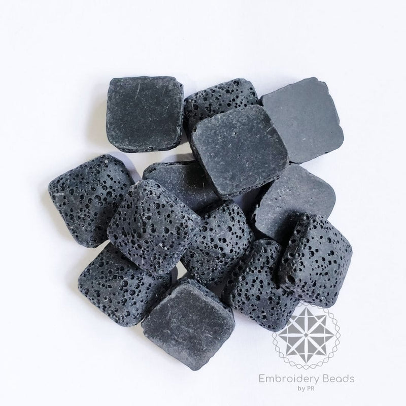 Square Rock Finish Stone Black