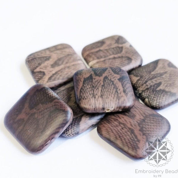 Square Snake Print Stone Brown