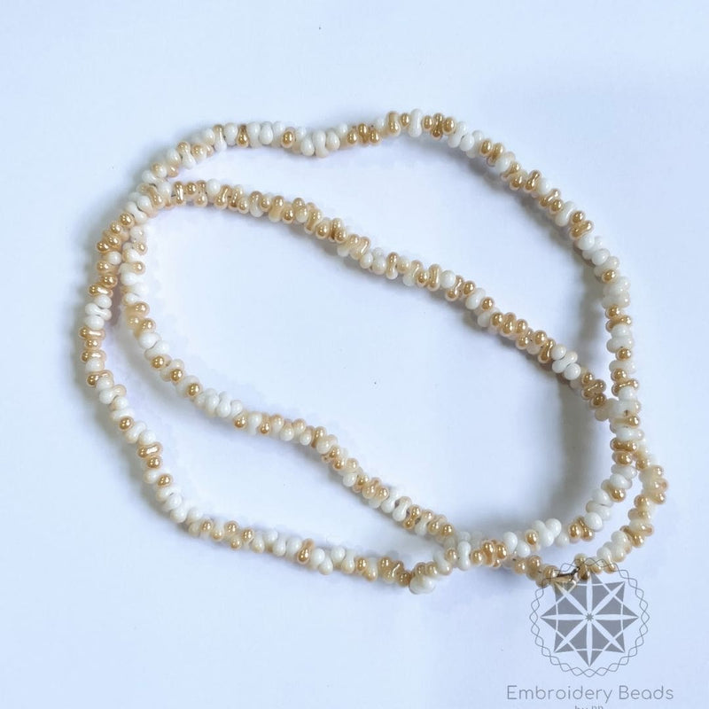 Kidney Beans Shape Beads White Cream
