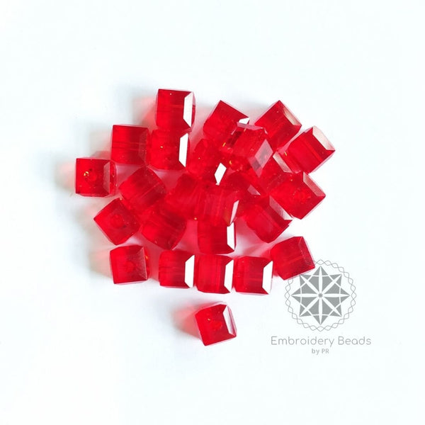 Swarovski Cube Shape Beads Light Siam 6mm