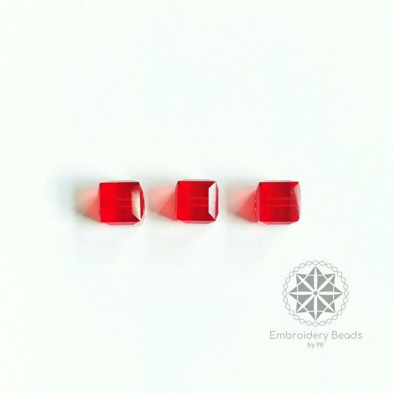Swarovski Cube Shape Beads Light Siam 6mm