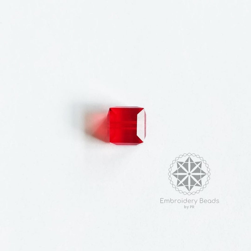 Swarovski Cube Shape Beads Light Siam 6mm