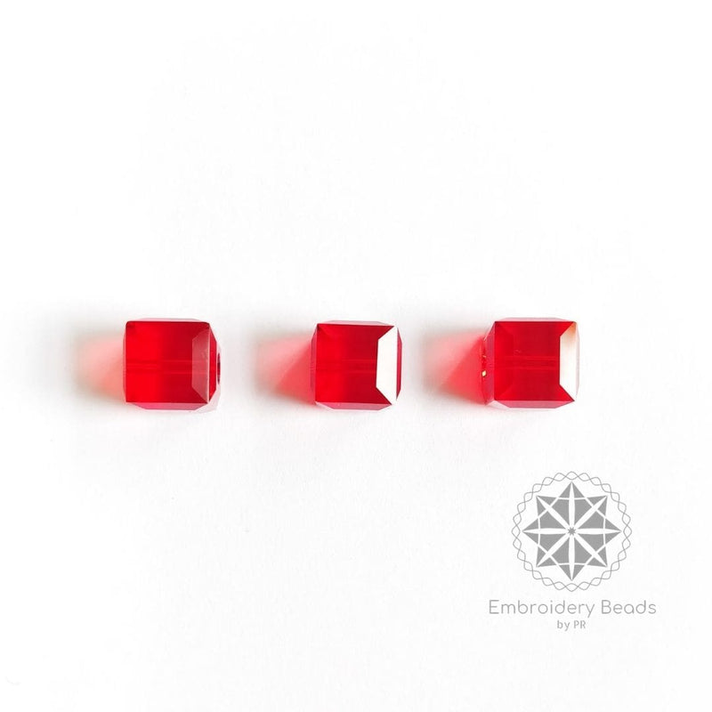Swarovaski Cube Shape Beads Light Siam 8mm