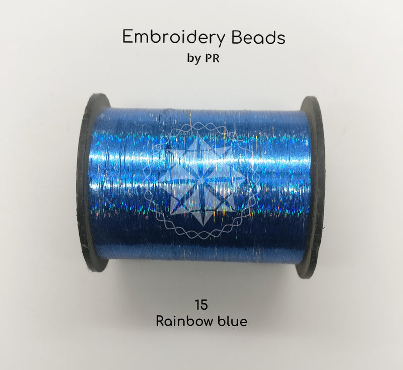Flat Metallic Thread Rainbow Blue
