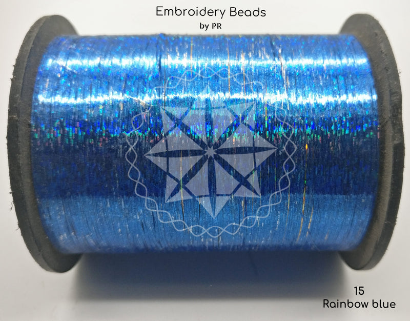 Flat Metallic Thread Rainbow Blue