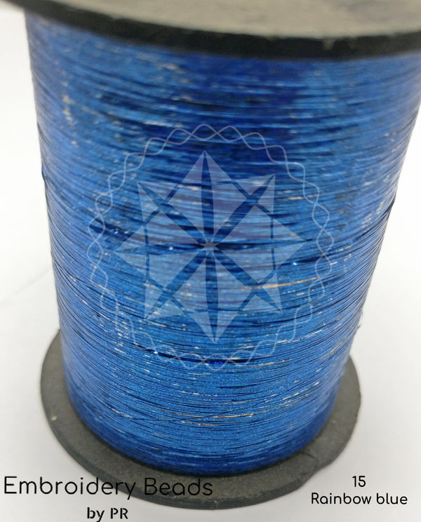 Flat Metallic Thread Rainbow Blue