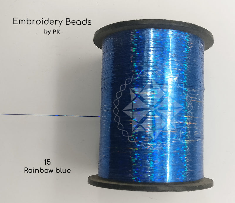 Flat Metallic Thread Rainbow Blue