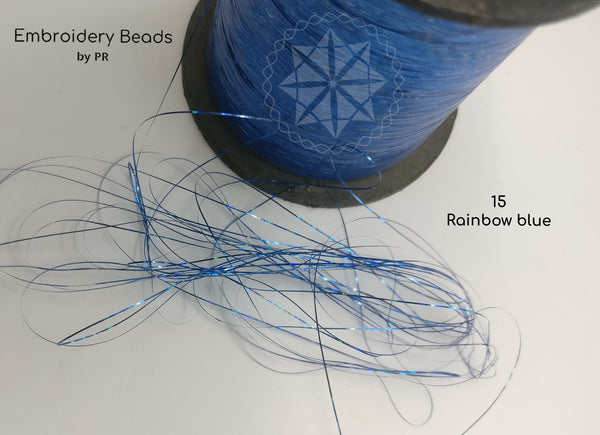 Flat Metallic Thread Rainbow Blue