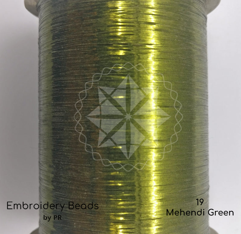 Flat Metallic Thread Mehendi Green