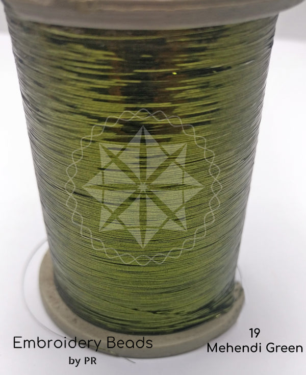 Flat Metallic Thread Mehendi Green