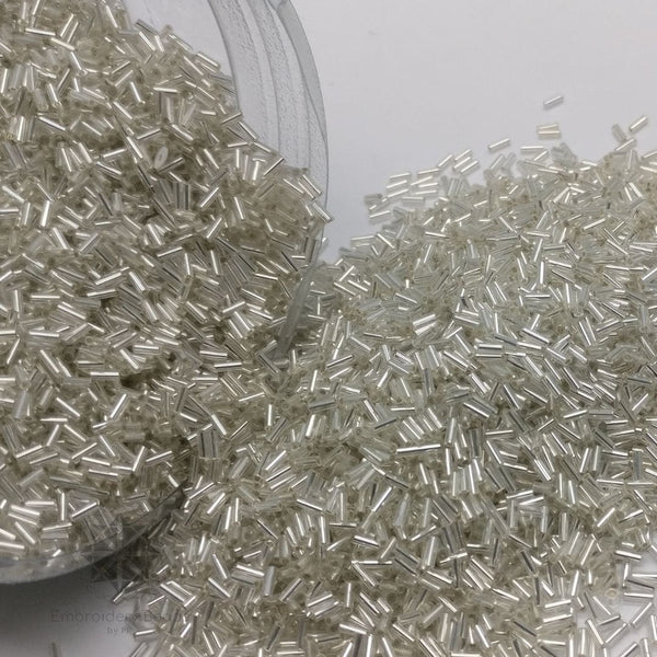 Bugle beads Silver 15mm