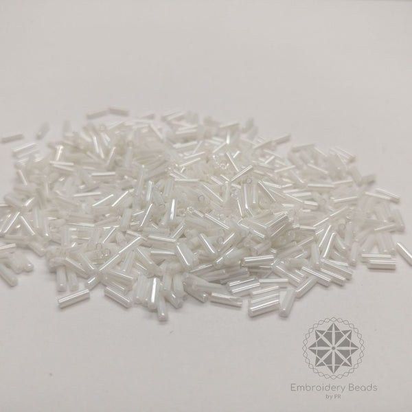 Bugle beads White 15mm