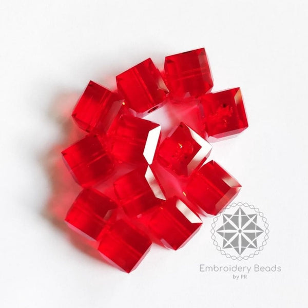 Swarovaski Cube Shape Beads Light Siam 8mm