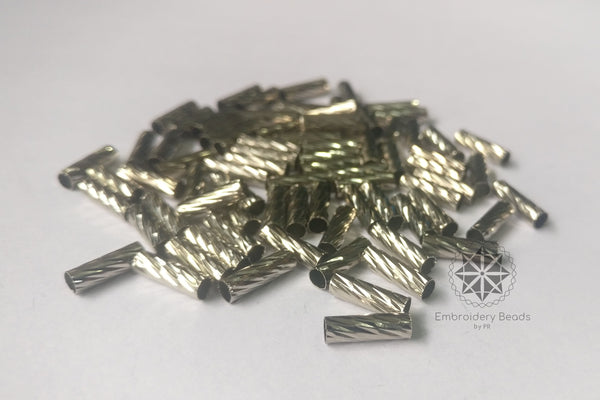 Cylinder Shape Bugle Beads Silver 10mm ( SN-214 C11 )