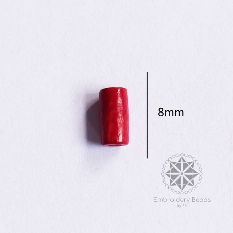 Cylindrical Beads Red 8mm