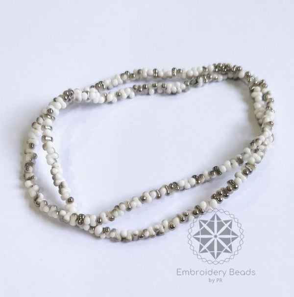 Kidney Beans Shape Beads White Grey