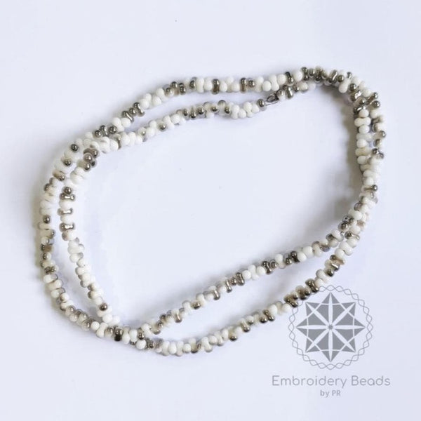 Kidney Beans Shape Beads White Grey