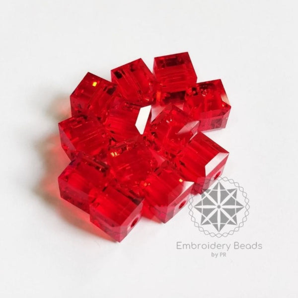 Swarovaski Cube Shape Beads Light Siam 8mm