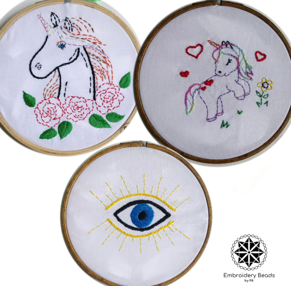 DIY Embroidery Kit Combo of Evil Eye / Unicorn / Unicorn Face