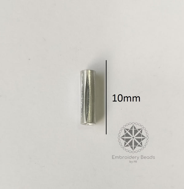 Cylinder Shape Bugle Beads Silver 10mm ( SN-214 C1 )