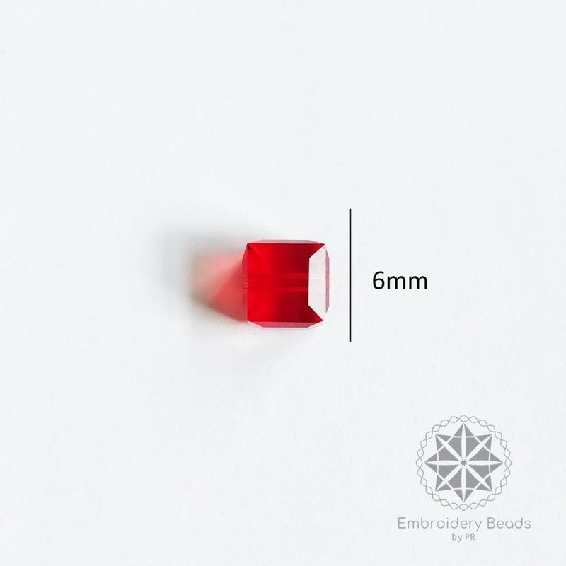 Swarovski Cube Shape Beads Light Siam 6mm