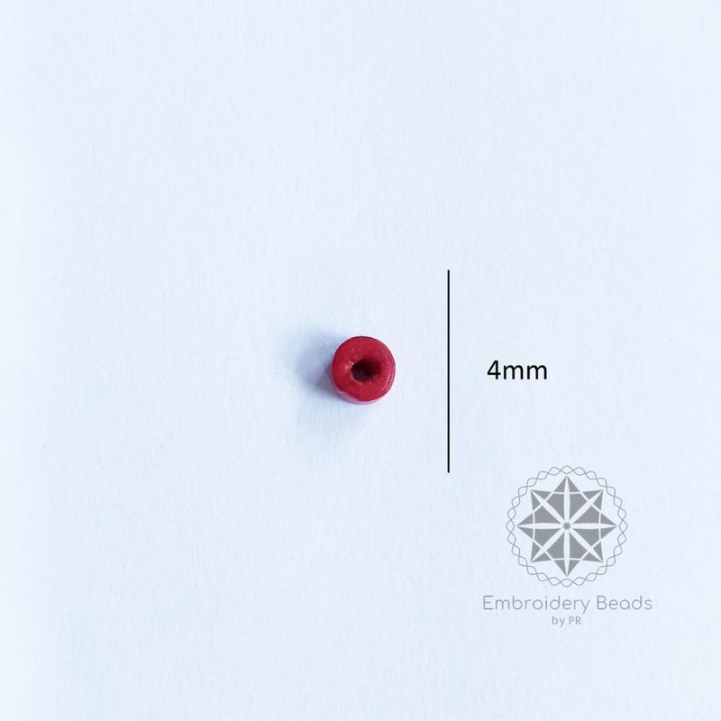 Cylindrical Beads Red 4mm